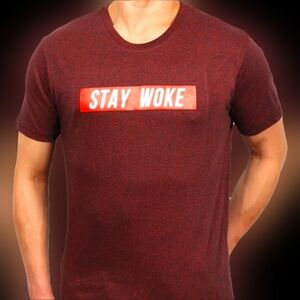 STAY WOKE" T-SHIRT (CHERRY)